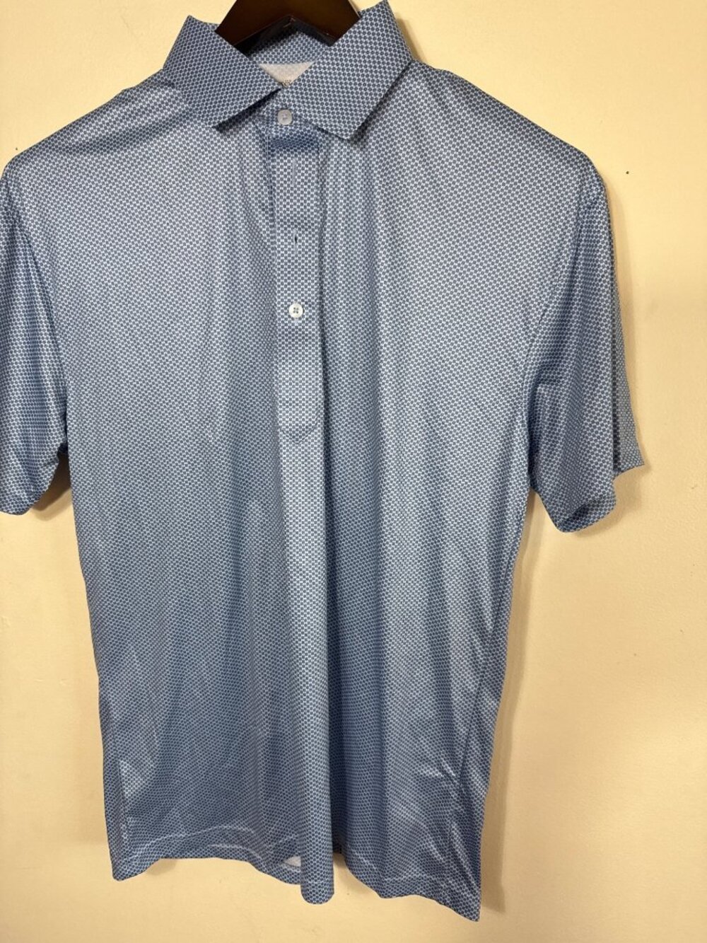 Collars & Co. Mens Large Light Blue Dress Collar Polo Shirt 100% Polyester Short